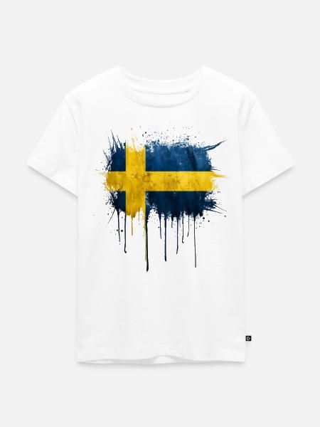 Graffiti sweden flag - Kinder Premium Bio T-Shirt - Weiß