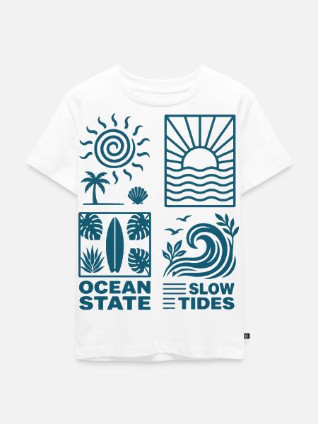Sonnenuntergang am Ozean Muster - Kinder Premium Bio T-Shirt - Weiß