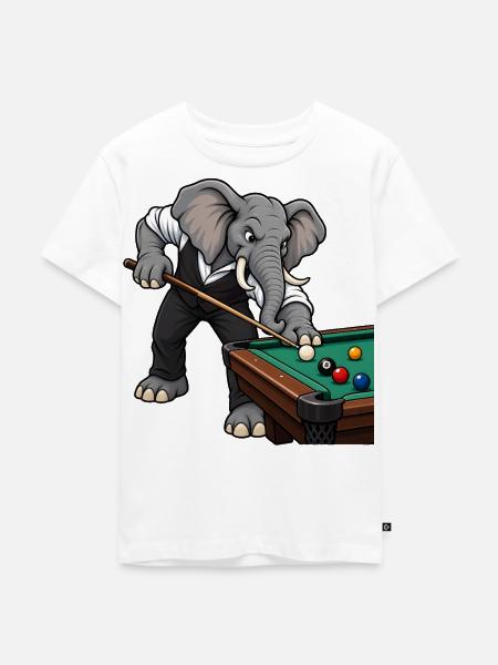 Elefant beim Billard - Kinder Premium Bio T-Shirt - Weiß