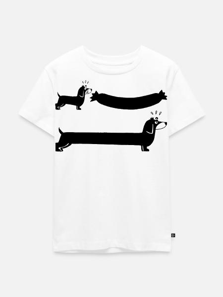 Der schwarze Hund und die Wurst - Kinder Premium Bio T-Shirt - Weiß
