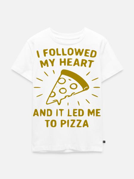 Herz folgt der Pizza - Kinder Premium Bio T-Shirt - Weiß