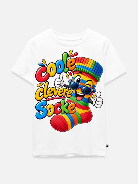 Lustige bunte Socke - Kinder Premium Bio T-Shirt - Weiß