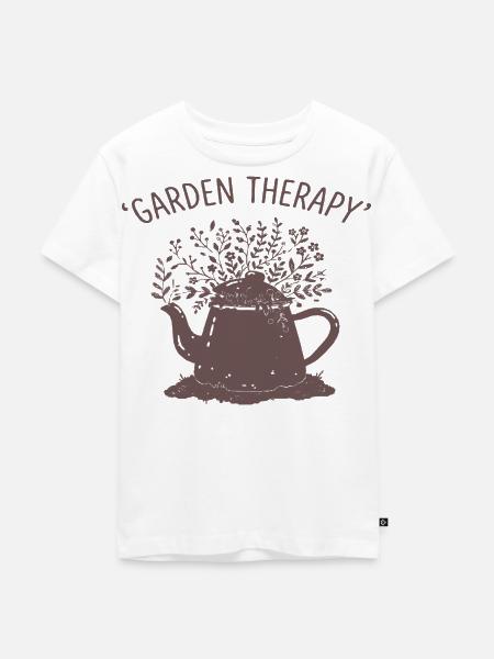 Garten Therapy Teekanne Motiv - Kinder Premium Bio T-Shirt - Weiß