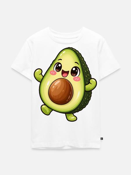 Avocado Kawaii Style – Süßes Fruchtmotiv - Kinder Premium Bio T-Shirt - Weiß