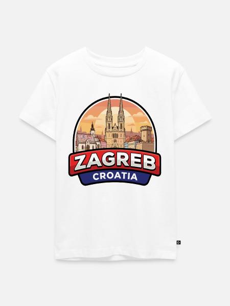 Zagreb Kroatien Reiseabzeichen St. Marks-Kirche Geschenk - Kinder Premium Bio T-Shirt - Weiß