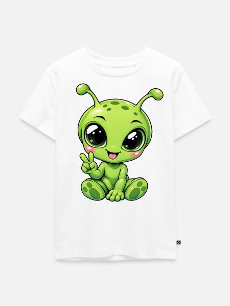 Alien Kawaii Style – Süßer Außerirdischer - Kinder Premium Bio T-Shirt - Weiß