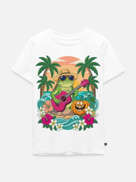 Pumpkin Lizard Rock Halloween Tropical - Kinder Premium Bio T-Shirt - Weiß