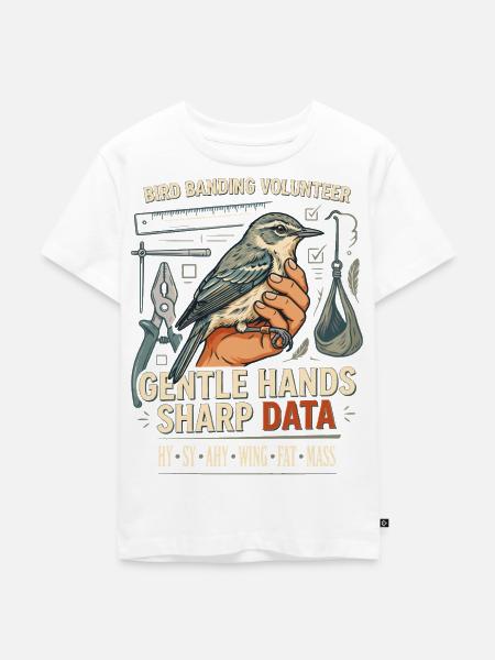 Vogelfang-Banding Freiwilliger - Kinder Premium Bio T-Shirt - Weiß