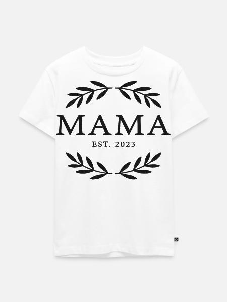 Mama Est. 2023 Kranz Emblem - Kinder Premium Bio T-Shirt - Weiß