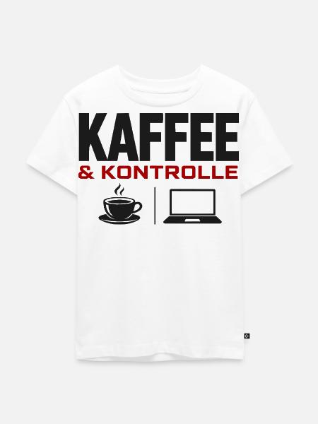 Kaffee & Kontrolle Laptop-Design - Kinder Premium Bio T-Shirt - Weiß