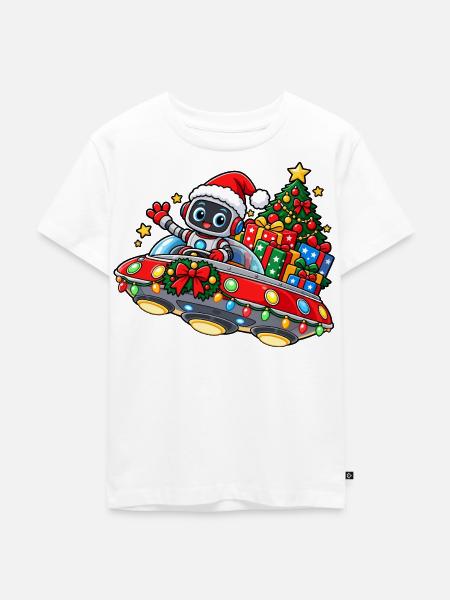 Santa Robot Space - Kinder Premium Bio T-Shirt - Weiß