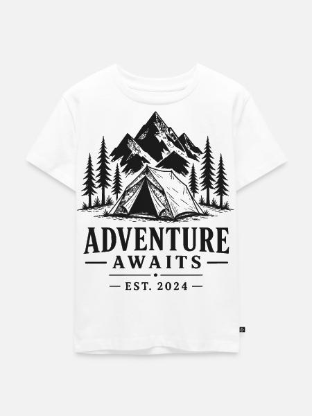 Abenteuer im Bergwaldcamping - Kinder Premium Bio T-Shirt - Weiß