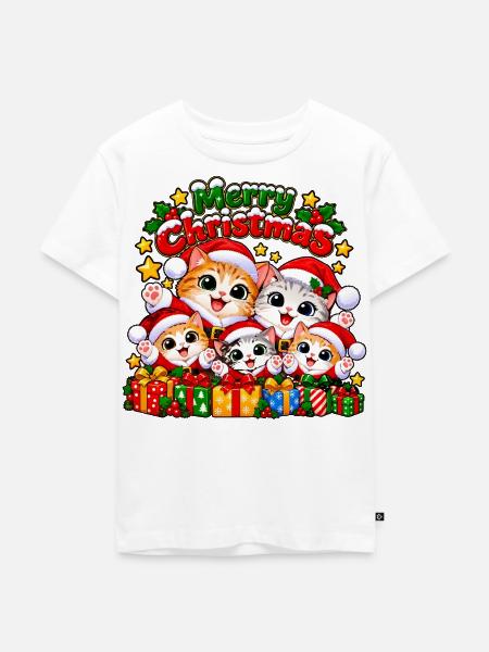 Weihnachts Katzen - Kinder Premium Bio T-Shirt - Weiß