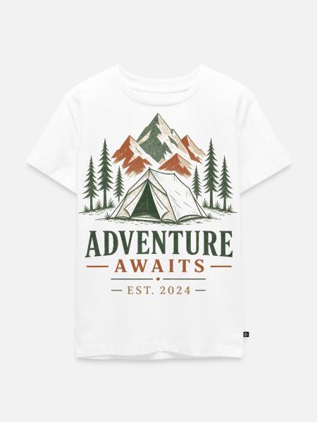 Abenteuer Wartet am Berglager - Kinder Premium Bio T-Shirt - Weiß
