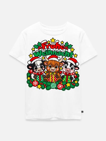 Weihnachts Kühe - Kinder Premium Bio T-Shirt - Weiß