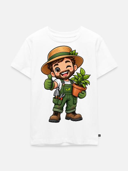 Gärtner Kawaii Style – Süßes Gartenmotiv - Kinder Premium Bio T-Shirt - Weiß