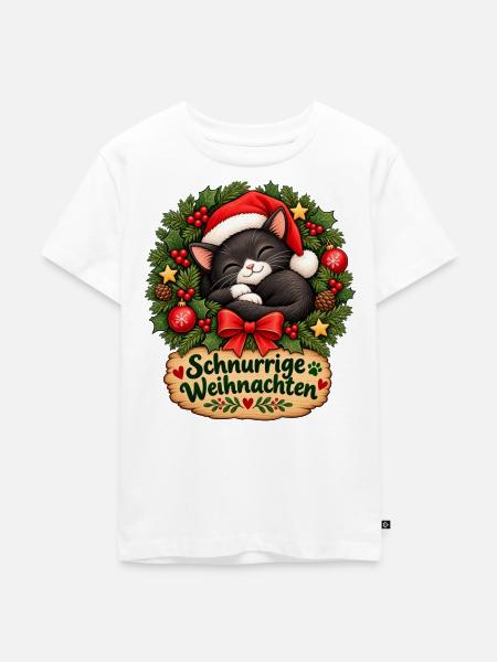 Schnurrige_Weihnachten - Kinder Premium Bio T-Shirt - Weiß