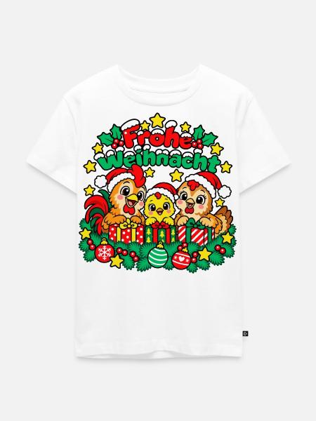 Weihnachts Hühner - Kinder Premium Bio T-Shirt - Weiß