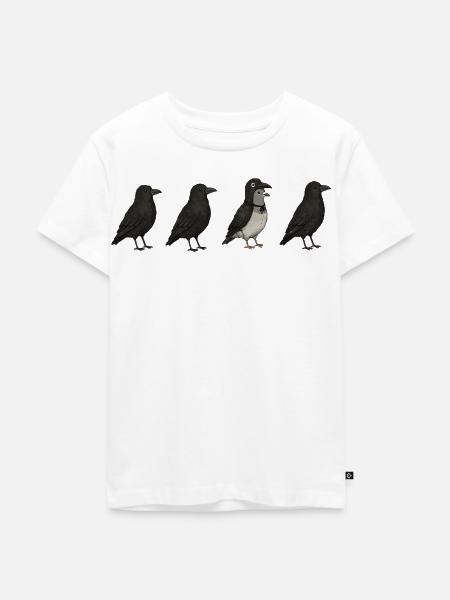Pigeon Imposter – Crow Disguise Meme - Kinder Premium Bio T-Shirt - Weiß