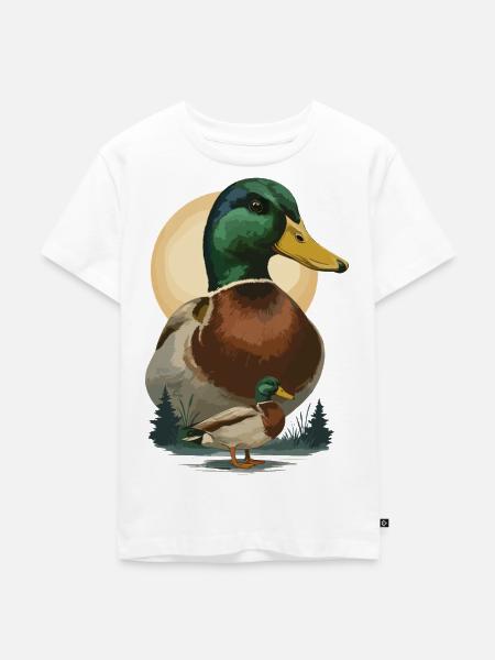 Duo Ente im Abendlicht - Kinder Premium Bio T-Shirt - Weiß