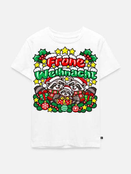 Frohe Weihnachten Waschbären - Kinder Premium Bio T-Shirt - Weiß
