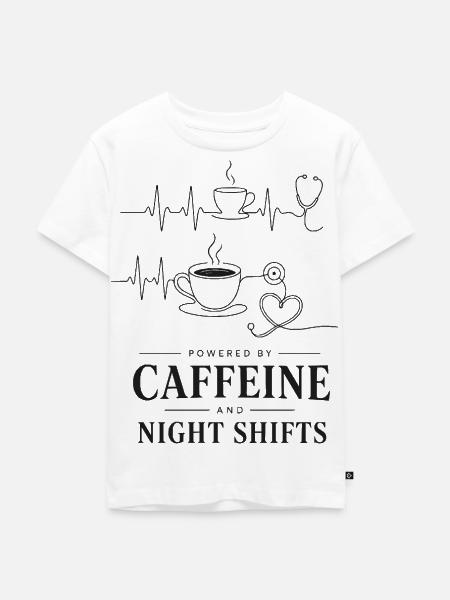 Kaffee Herz Nacht Schicht - Kinder Premium Bio T-Shirt - Weiß