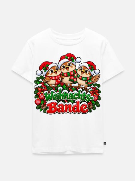 Weihnachts Bande Vögel Trio - Kinder Premium Bio T-Shirt - Weiß