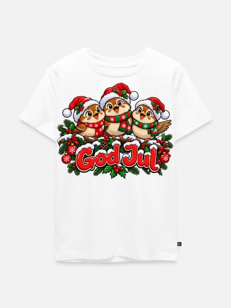 Frohe Weihnachtsvögel - Kinder Premium Bio T-Shirt - Weiß