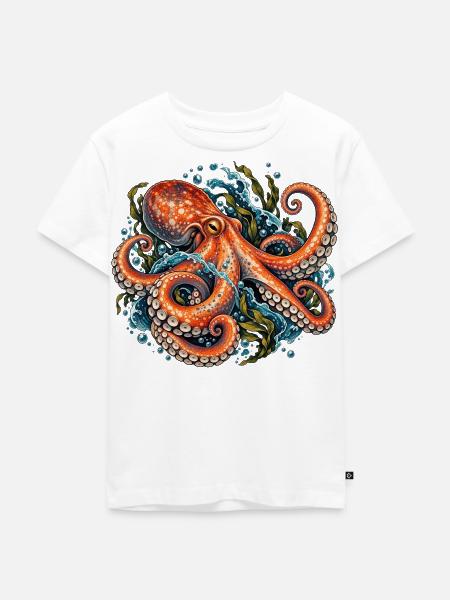 Oktopus - Kinder Premium Bio T-Shirt - Weiß