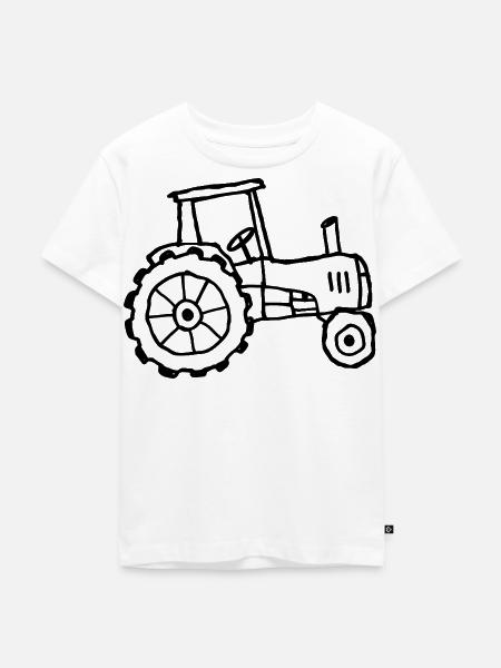 Traktor – Kindliche Kritzelzeichnung - Kinder Premium Bio T-Shirt - Weiß
