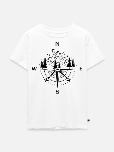 Berge | Wandern | Kompass Landschaft - Kinder Premium Bio T-Shirt - Weiß
