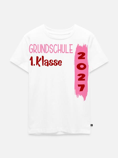 Grundschule 1. Klasse 2027 - Kinder Premium Bio T-Shirt - Weiß