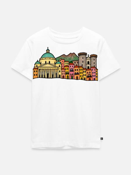 Handgezeichnete Skyline von Neapel - Kinder Premium Bio T-Shirt - Weiß