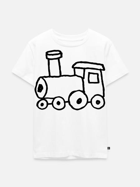 Handgezeichnete Spielzeug-Lokomotive - Kinder Premium Bio T-Shirt - Weiß