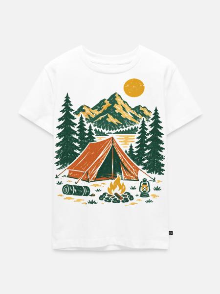 Bergsee Camping Szene - Kinder Premium Bio T-Shirt - Weiß