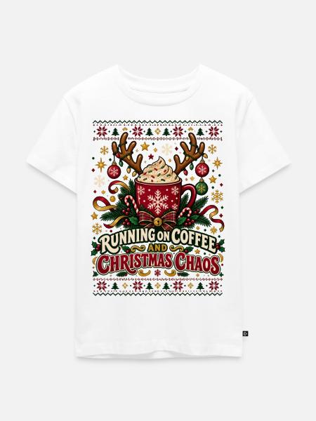 Running On Coffee And Chaos - Kinder Premium Bio T-Shirt - Weiß
