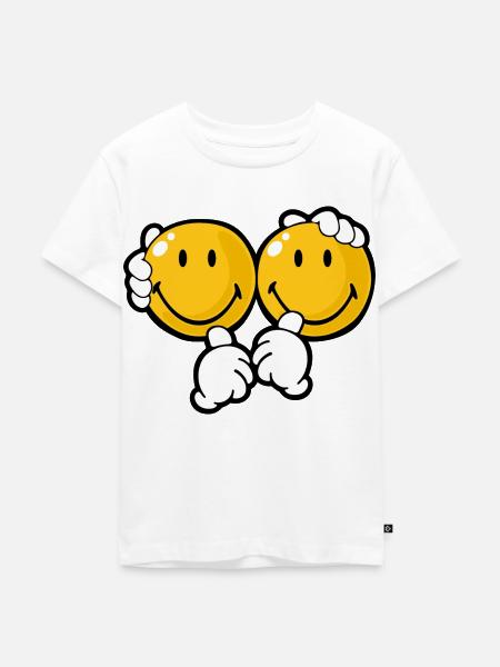 Smiley Siblings - Kinder Premium Bio T-Shirt - Weiß