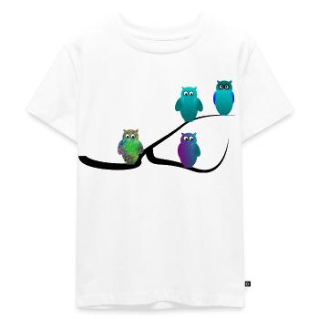 Eule - Kinder Premium Bio T-Shirt - Weiß - Vorne - Hailey (125cm)