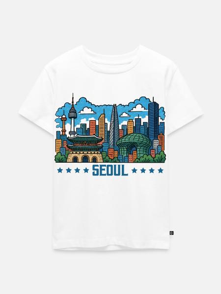 seoul city suedkorea - Kinder Premium Bio T-Shirt - Weiß
