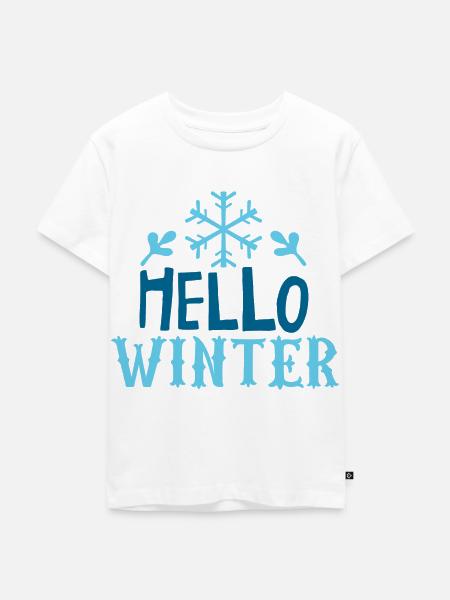 Hello Winter Xmas Gift - Kinder Premium Bio T-Shirt - Weiß