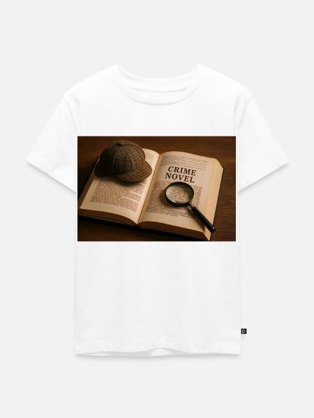 Buch, Lupe und Krimi - Kinder Premium Bio T-Shirt - Weiß