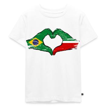 Brasilien Tatarstan Flagge Hände Herzform used - Kinder Premium Bio T-Shirt - Weiß - Vorne - Hailey (125cm)