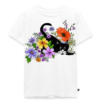 Katze - Kinder Premium Bio T-Shirt - Weiß - Vorne - Hailey (125cm)