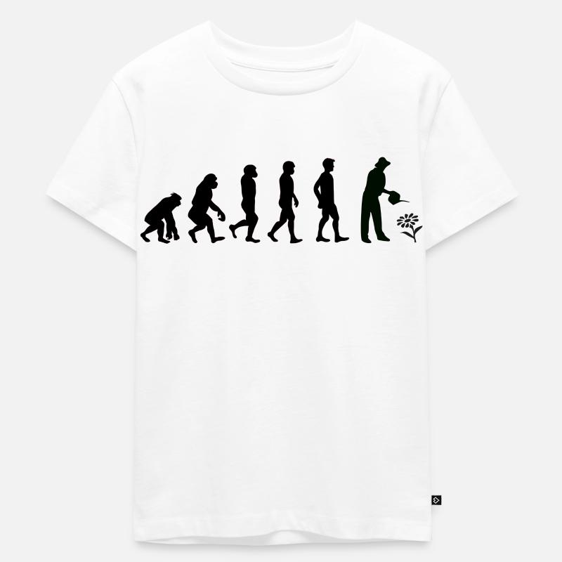 Evolution Gärtner schwarz - Kinder Premium Bio T-Shirt - Weiß