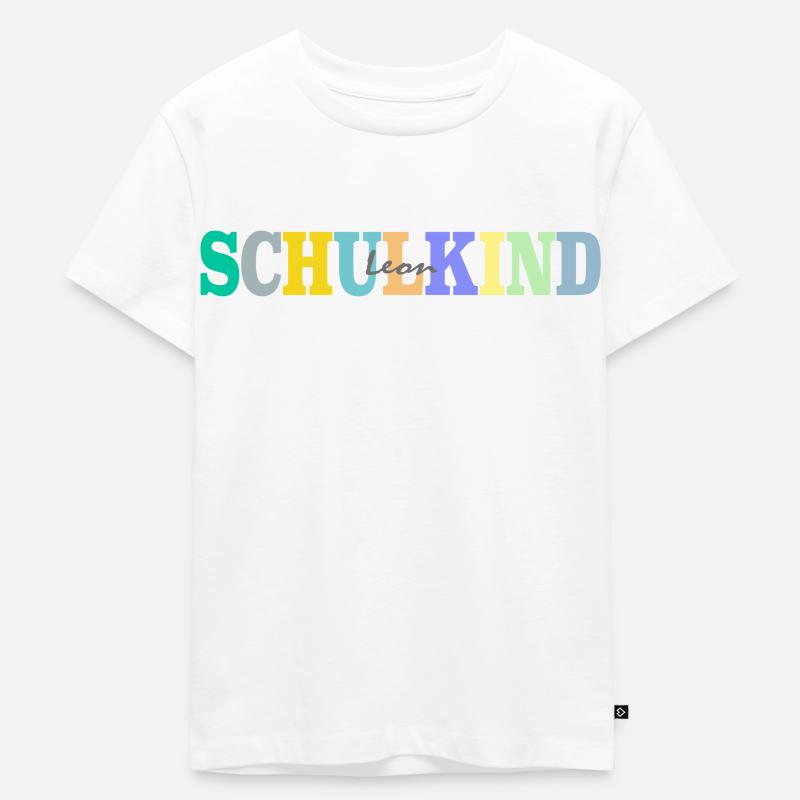 Schulkind mit Leon - Kinder Premium Bio T-Shirt - Weiß