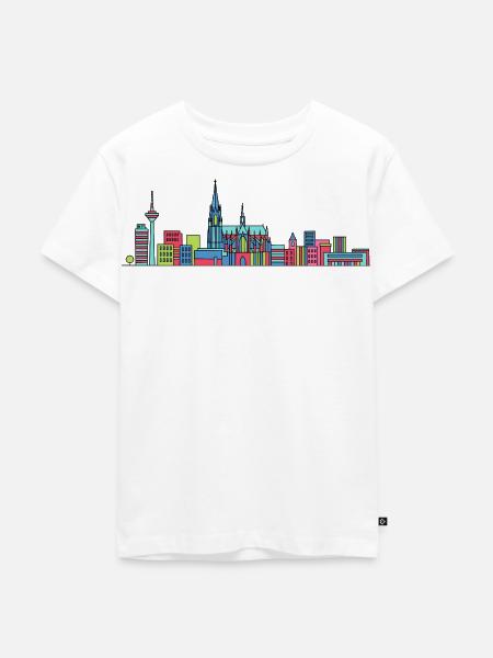Kölner Stadtschirm Dom: Moderne Linienkunst - Kinder Premium Bio T-Shirt - Weiß