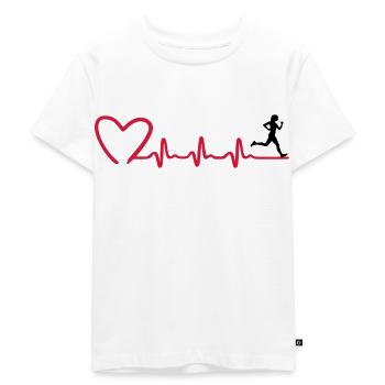 Femme en marche et ECG fréquence cardiaque, courir - T-shirt Premium bio Enfant - blanc - Devant - Hailey (125cm)