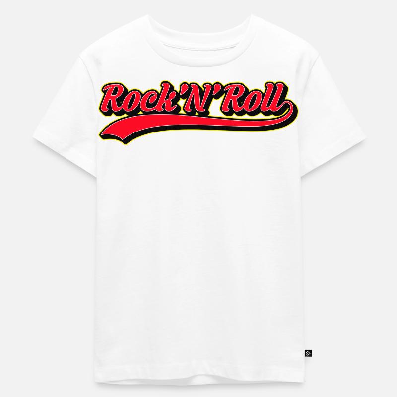 Rock 'N' Roll Retro Script Logo - Kids Premium Organic T-Shirt - white