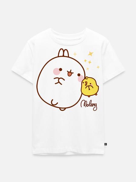 Molang Piu Piu mit Sternen - Kinder Premium Bio T-Shirt - Weiß