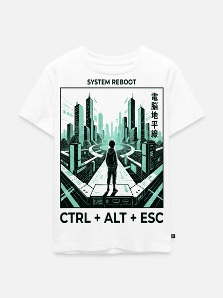 Reboot Skyline CTRL ALT ESC - Kinder Premium Bio T-Shirt - Weiß
